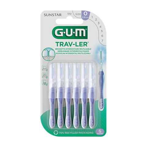 Brosette Interdentaire Reutilisable Ref 1312 0.6 Mm 6 Unites - GUM