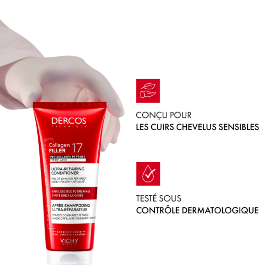 Vichy Dercos Après-Shampooing Ultra-Réparateur Collagen 17 Filler 200 ML - DERCOS
