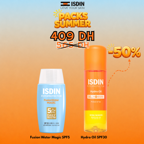 ISDIN Pack Summer Fusion Water Magic SPF50 + Hydro Oil SPF30 (-50% sur Hydro Oil)
