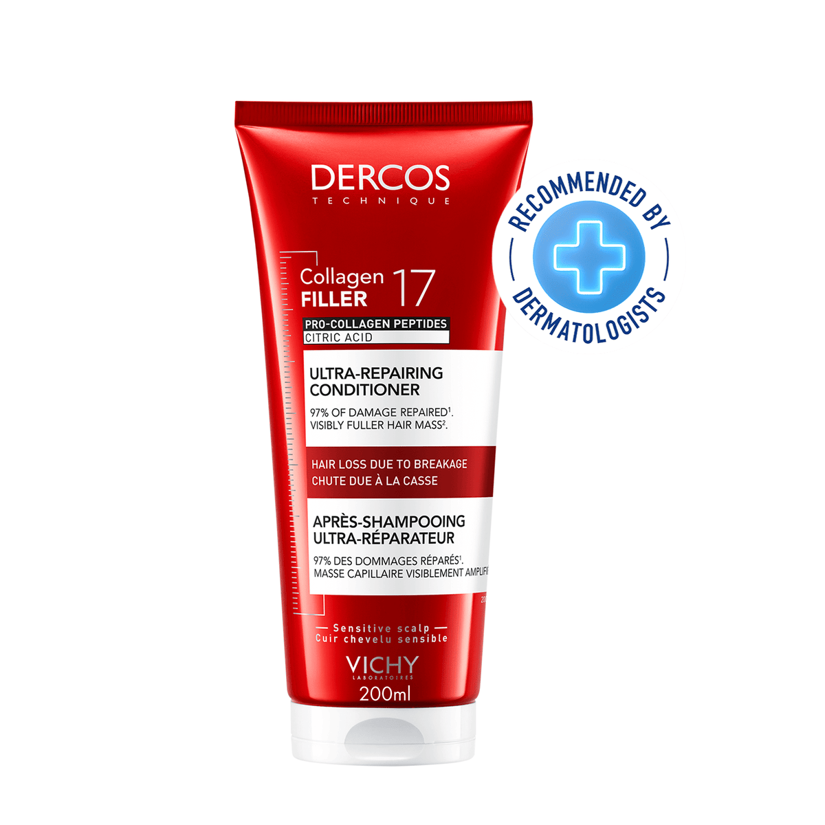 Vichy Dercos Après-Shampooing Ultra-Réparateur Collagen 17 Filler 200 ML - DERCOS