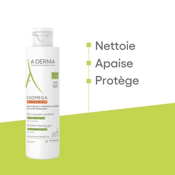 Aderma Exomega Control Gel Moussant Emollient Visage Corps 200 ML - A-DERMA