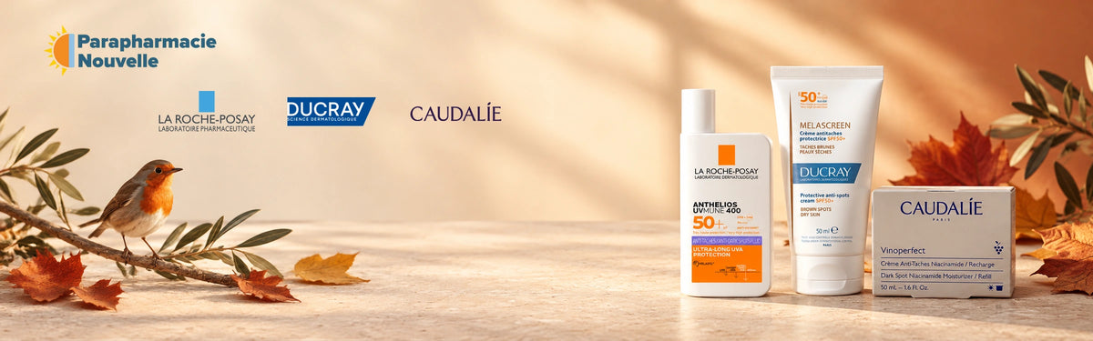 Automne : taches laissées par l'été, La Roche-Posay Anthelios UVmune 400, Ducray Melascreen, Caudalie Vinoperfect