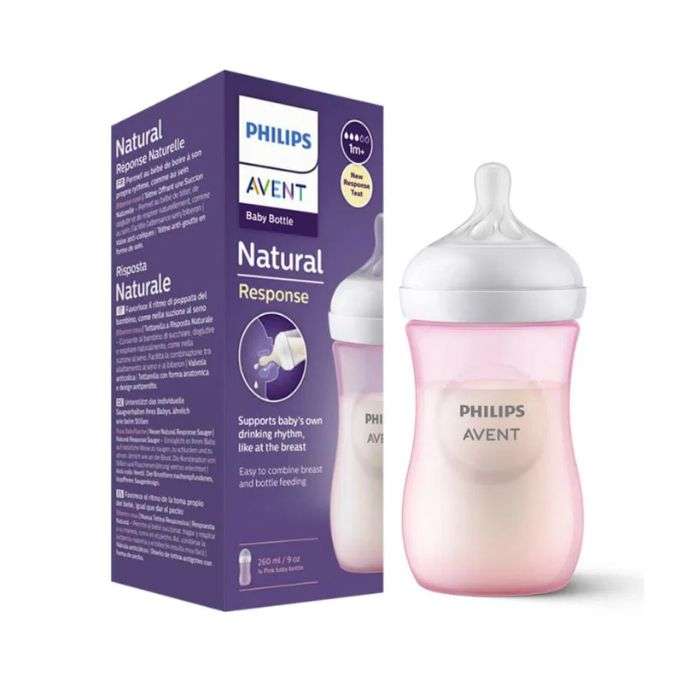 Natural Response Biberon 1MOIS+ 260ML Rose - AVENT