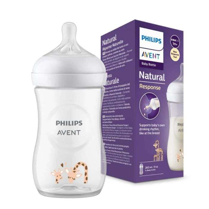 Biberon Natural Response 260 ML 1M+MOTIF Girafe - AVENT