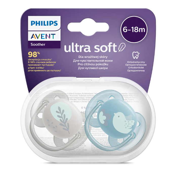 Sucette Orthodontique Ultra Soft Peau Sensible 6 A 18 Mois - AVENT