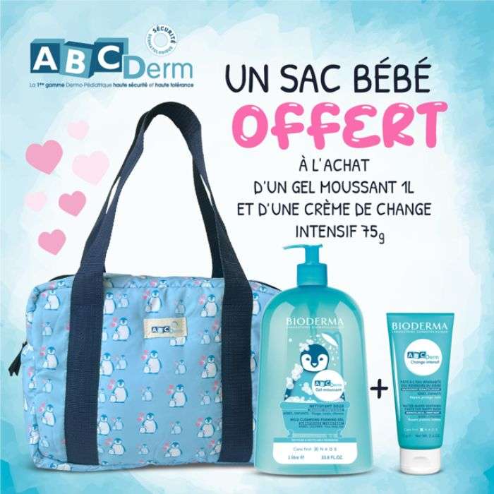 Bioderma Abcderm Offre Gel Moussant 1LITRE + Change Intensif 75G + Sac Offert - ABCDERM