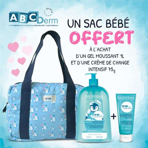 Bioderma Abcderm Offre Gel Moussant 1LITRE + Change Intensif 75G + Sac Offert - ABCDERM
