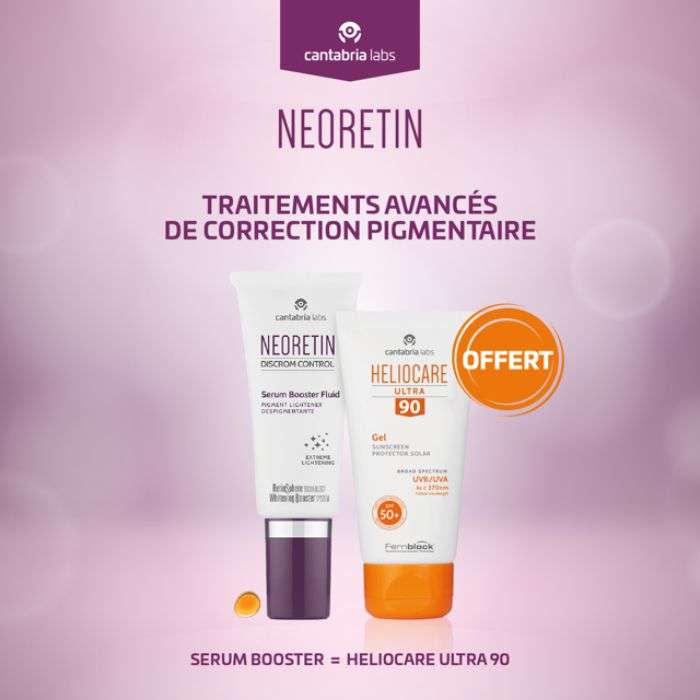 Offre Neoretin Discrom Control Serum Booster Fluid 30 ML + Cantabria Neoretin Ultra 90 Gel SPF 50 50 ML Offert - CANTABRIA