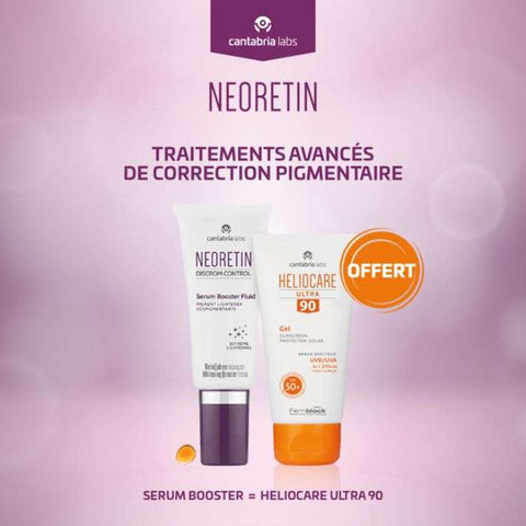 Offre Neoretin Discrom Control Serum Booster Fluid 30 ML + Cantabria Neoretin Ultra 90 Gel SPF 50 50 ML Offert - CANTABRIA