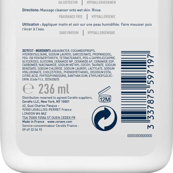 Gel Moussant Peaux Normales A Grasses 236 ML - CERAVE