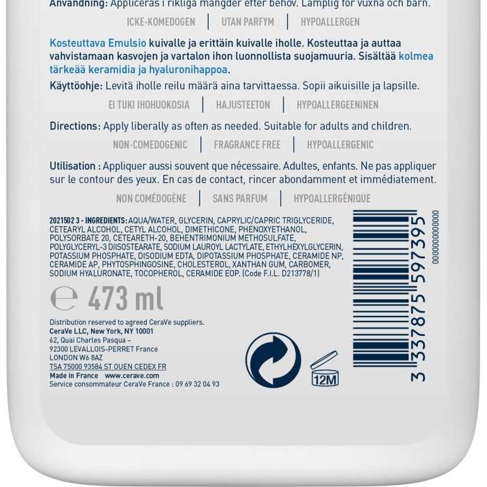 Lait Hydratant Peaux Seches A Tres Seches 473 ML - CERAVE