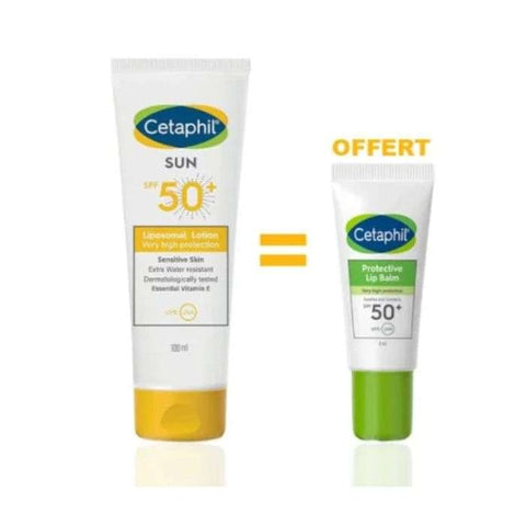 Offre Sun Liposomal Lotion 100 ML SPF 50+ Peaux Sensibles + Protective Baume A Levres 8ML Offert - CETAPHIL