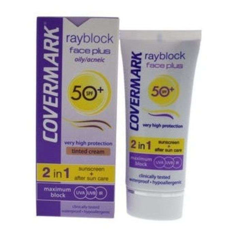 Rayblock Face Plus Peau Mixte Acneique SPF 50 +teinte Beige Clair 50 ML - COVERMARK