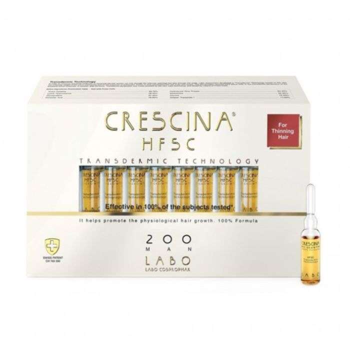 Hfsc 200 Hommes Labo pour les Cheveux Clairsemes 20 Flacons - CRESCINA