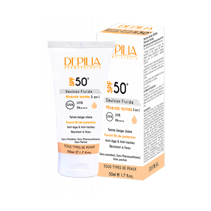 Emulsion Solaire SPF 50+ Teintee 50 ML - DEPILIA