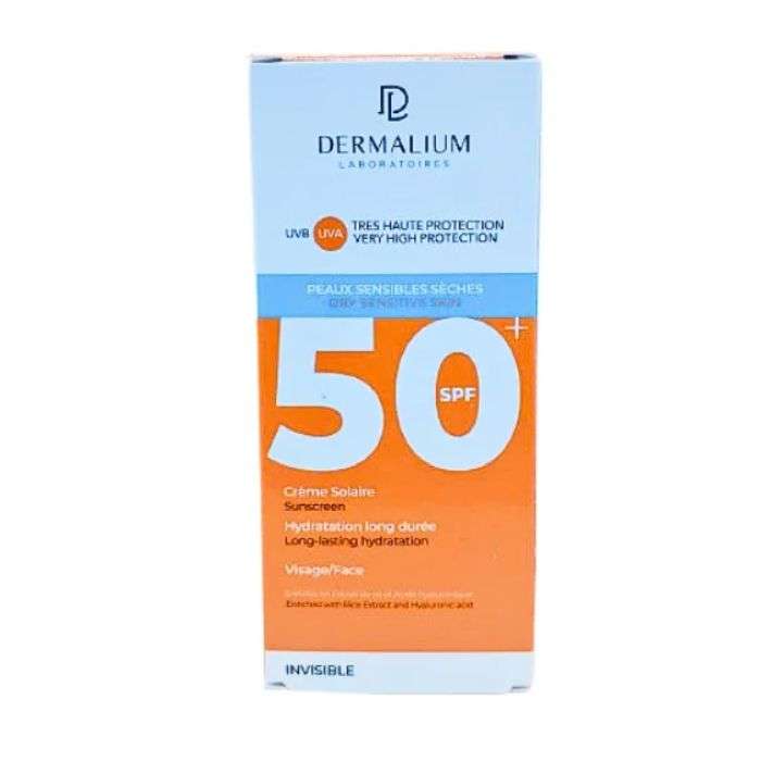 Creme Solaire Invisible SPF 50+ Peaux Sensibles Seches 50ML - DERMALIUM