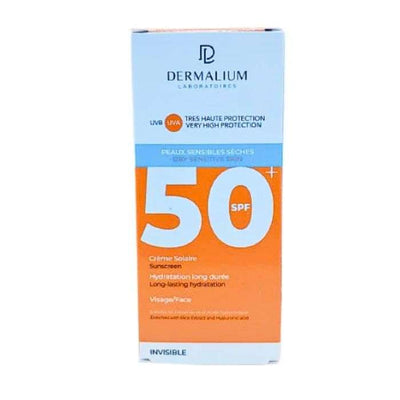 Creme Solaire Invisible SPF 50+ Peaux Sensibles Seches 50ML - DERMALIUM
