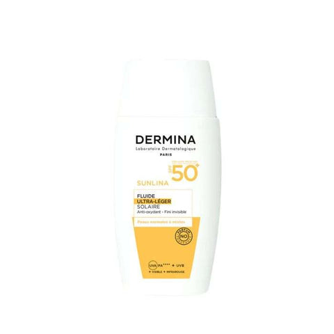 Sunlina Fluide Ultra Leger SPF 50+ Invisible 50 ML - DERMINA