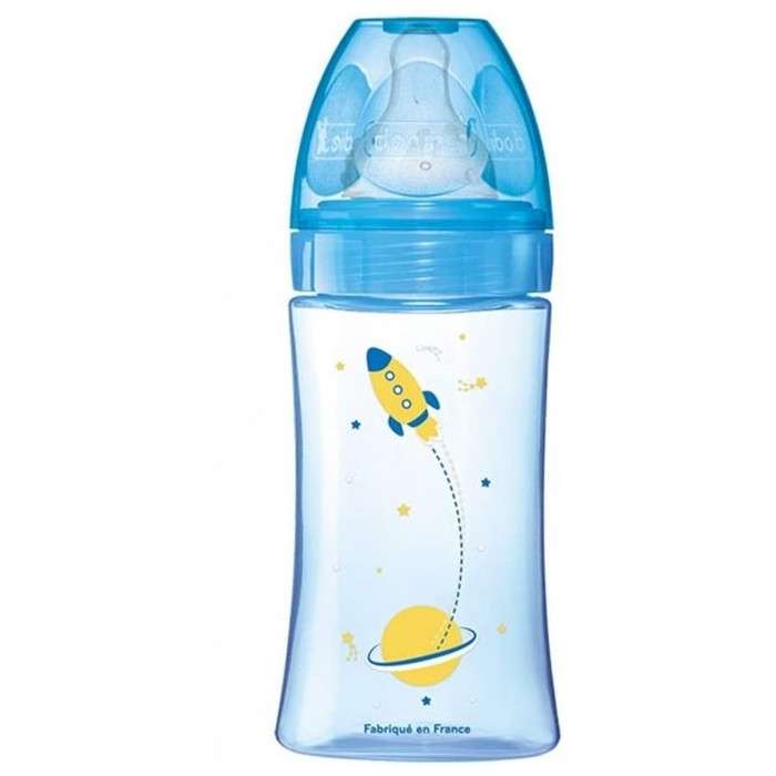 Biberon Anti Colique Tetine Ronde 3 Vitesses + 270ML Bleu 0-6 M - DODIE