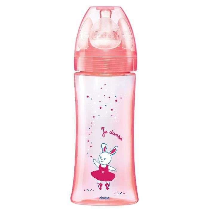 Biberon Anti Colique Tetine Ronde 3 Vitesses+ 330ML Rose Danse +6 M - DODIE