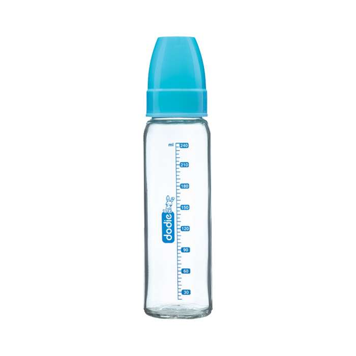 Biberon Col Etroit Verre 240ML Bleu Lagoon - DODIE