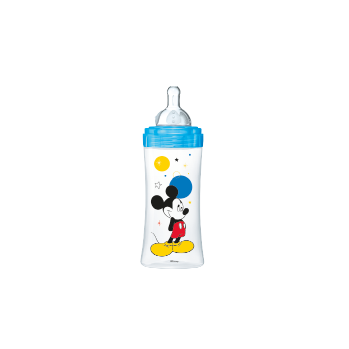Biberon Initiation+ 330ML Mickey Bleu +6 M Tet Ronde 3 Vit D3 - DODIE