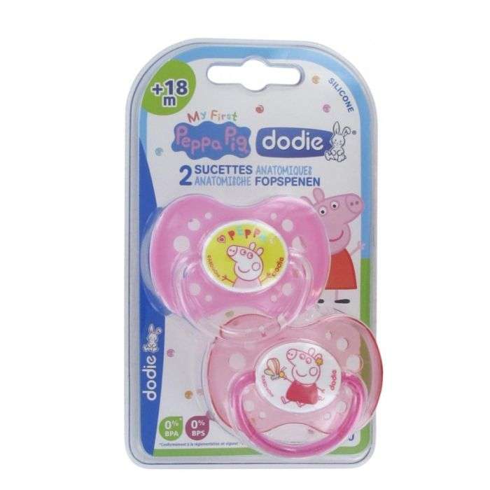 2 Sucettes Anatomiques Peppa Pig 18 Mois + Rose - DODIE