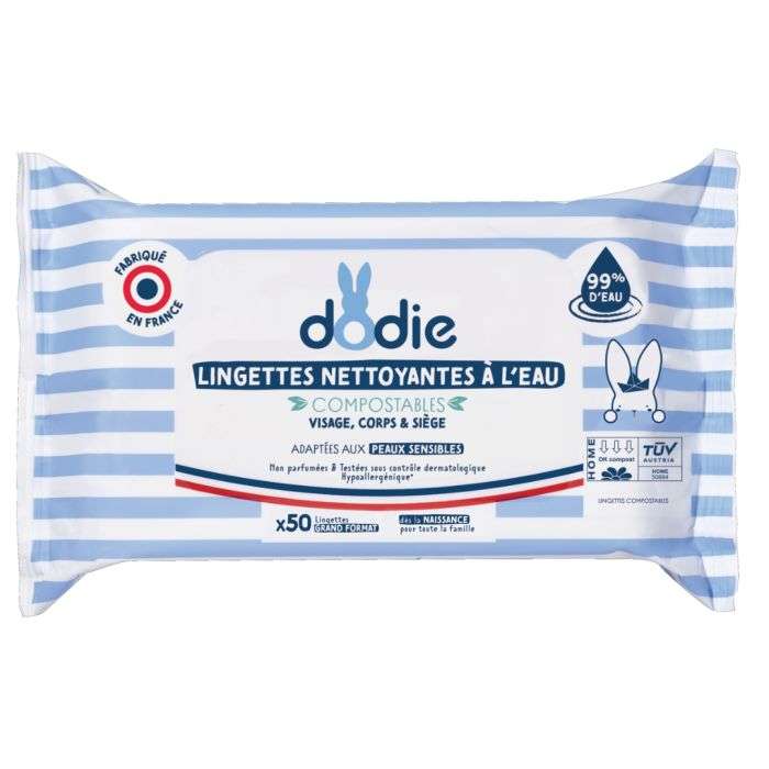 Lingettes Nettoyantes A L'eau 50 Pieces - DODIE