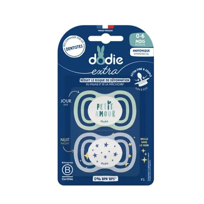 Sucette Anatomique Extra 0-6MOIS F1 Duo Jour et Nuit - DODIE