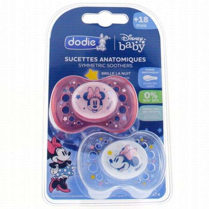 Sucettes Anatomiques Symmetric Brille la Nuit + 18 Mois A2 - DODIE