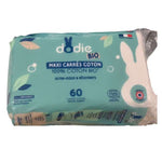 Maxi Carres Coton 3EN1 Siege Visage Mains 100% Coton BIO X60u - DODIE