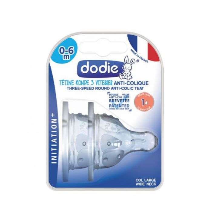 Tetine Ronde 3 Vitesses Anti Colique 0 A 6 Mois Debit 1 - DODIE
