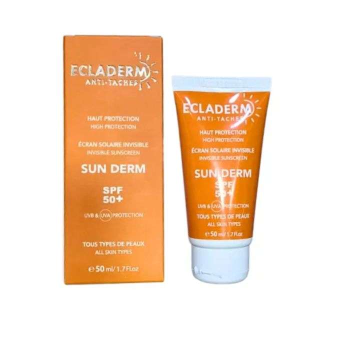Sun Derm Ecran Solaire Invisible SPF 50+ Tous Types de Peaux 50 ML - ECLADERM