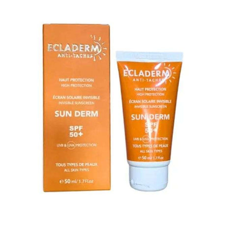 Sun Derm Ecran Solaire Invisible SPF 50+ Tous Types de Peaux 50 ML - ECLADERM