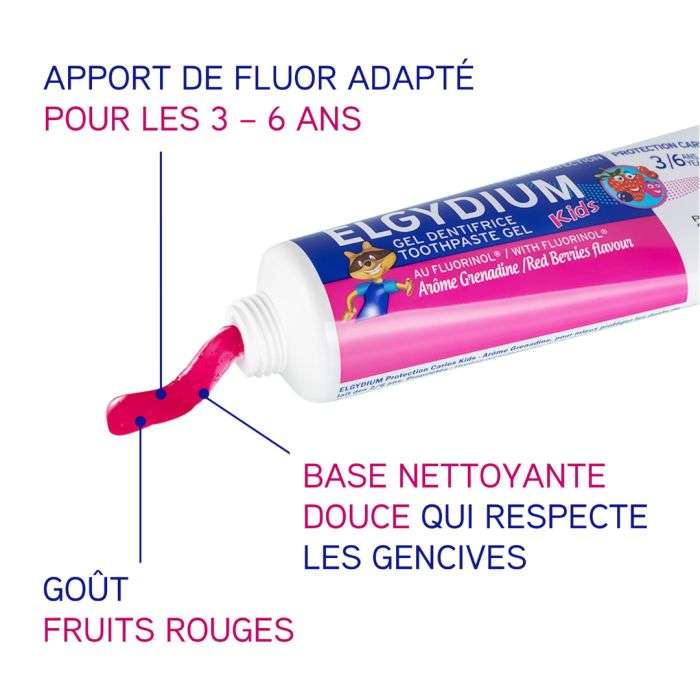 Dentifrice Enfants Grenadine 3-6 Ans 50 ML - ELGYDIUM