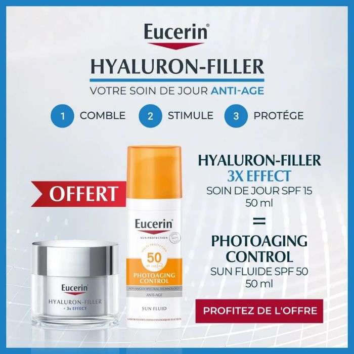 Offre Hyaluron Filler 3* Effect Soin de Jour SPF 15 Peau Seche 50ML + Photoaging Control SPF 50+ Offert - EUCERIN