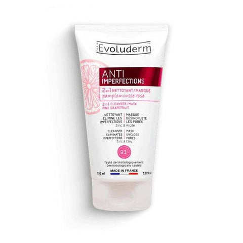Anti Imperfections 2 en 1 Nettoyant Masque Pamplemousse Rose 150ML - EVOLUDERM
