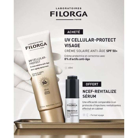 Offre Web UV Cellular Protect Creme Solaire Anti Age SPF 50+ 125ML + Ncef-Revitalize Serum 5 ML Offert - FILORGA