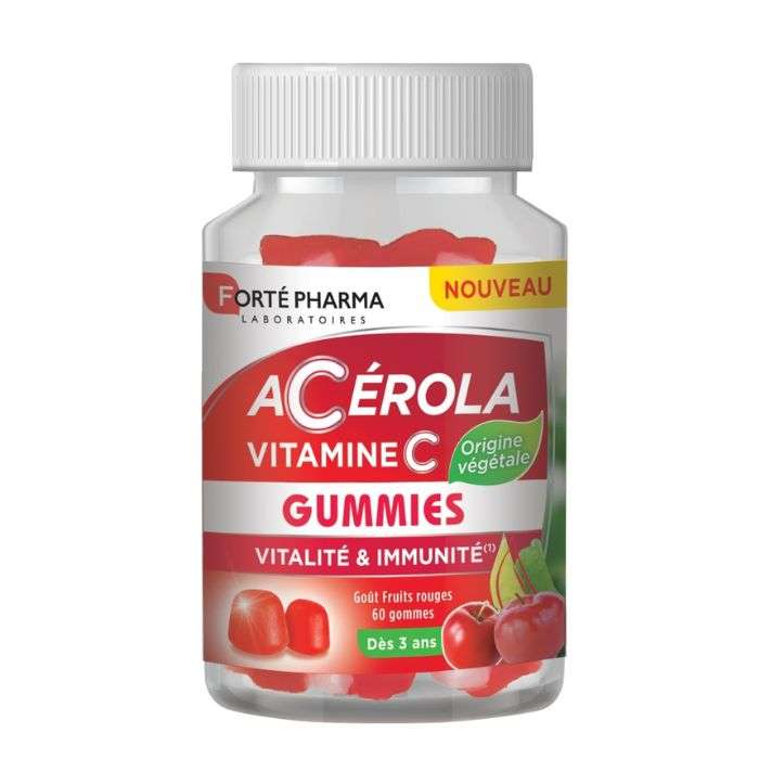 Acerola Vitamine C 60 Gommes Gout Fruits Rouges - FORTE PHARMA