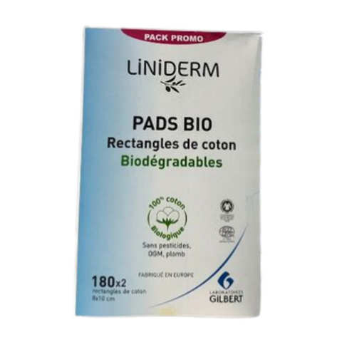 Liniderm Pads BIO Rectangles de Coton Biodegradables 180*2 - GILBERT