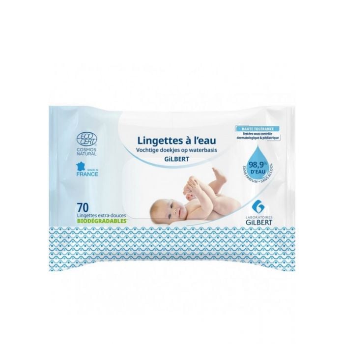 Lingettes A L'eau Biodegrables 70 Pcs - GILBERT