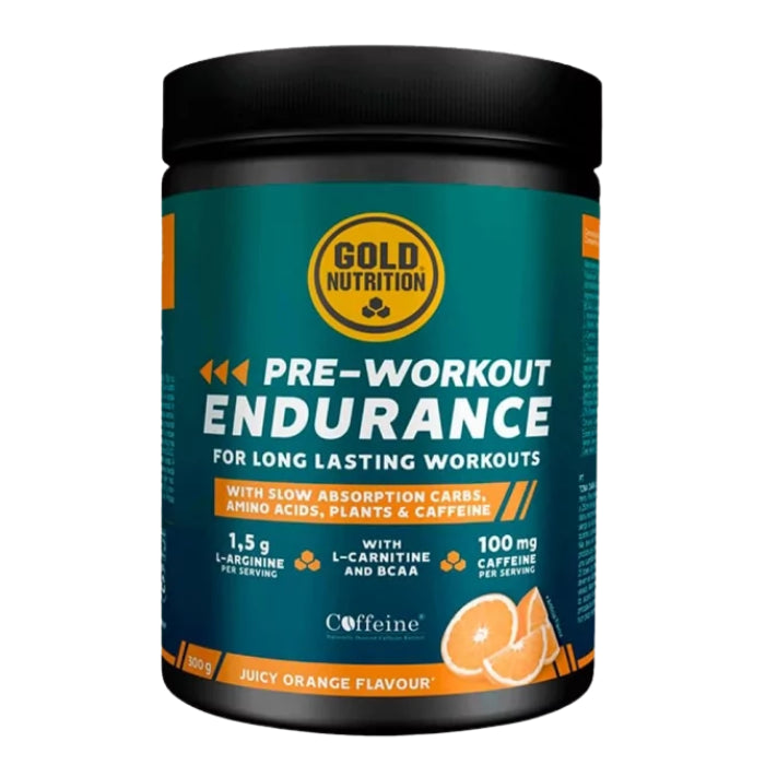 Pre Workout Endurance Juicy Orange Flavour 300 G - GOLD NUTRITION