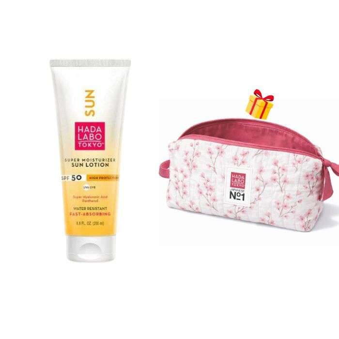Offre Super Moistrizer Sun Lotion SPF50 200 ML + Trousse Offerte - HADA LABO