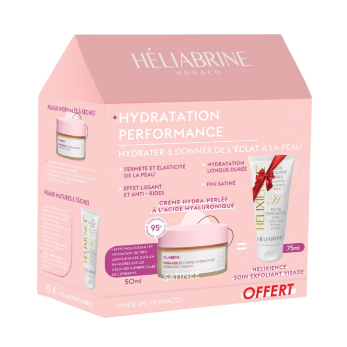 Hydra Perlee Creme Hydratante 50 ML et Helixience Soin Exfoliant Visage 75 ML Offert - HELIABRINE