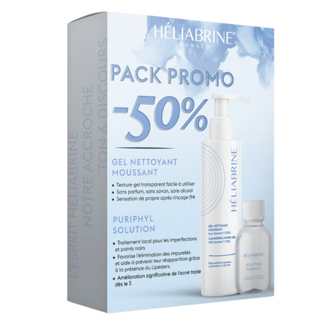 Pack Promo Gel Nettoyant Moussant 200 ML et Puriphyl Solution 30 ML Offerte - HELIABRINE