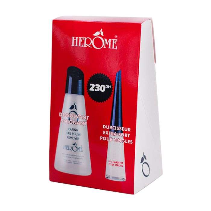 Dissolvant Soignant 120ML + Durcisseur Extra Fort pour Ongles 10ML - HEROME