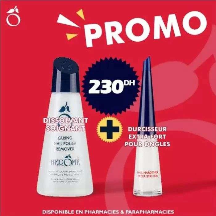 Dissolvant Soignant 120ML + Durcisseur Extra Fort pour Ongles 10ML - HEROME