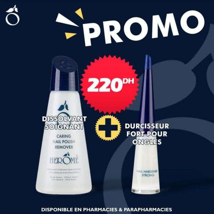 Dissolvant Soignant 120ML + Durcisseur Fort pour Ongles 10ML - HEROME