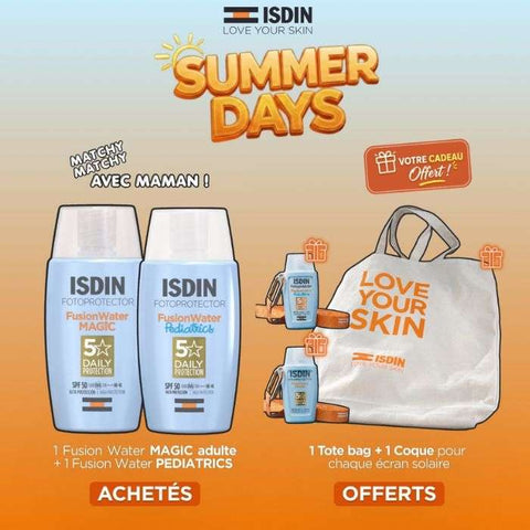 Offre Fusion Water Magic + Fusion Water Pediatrics +1 Tote Bag + 2 Coques Ecran Offerts - ISDIN