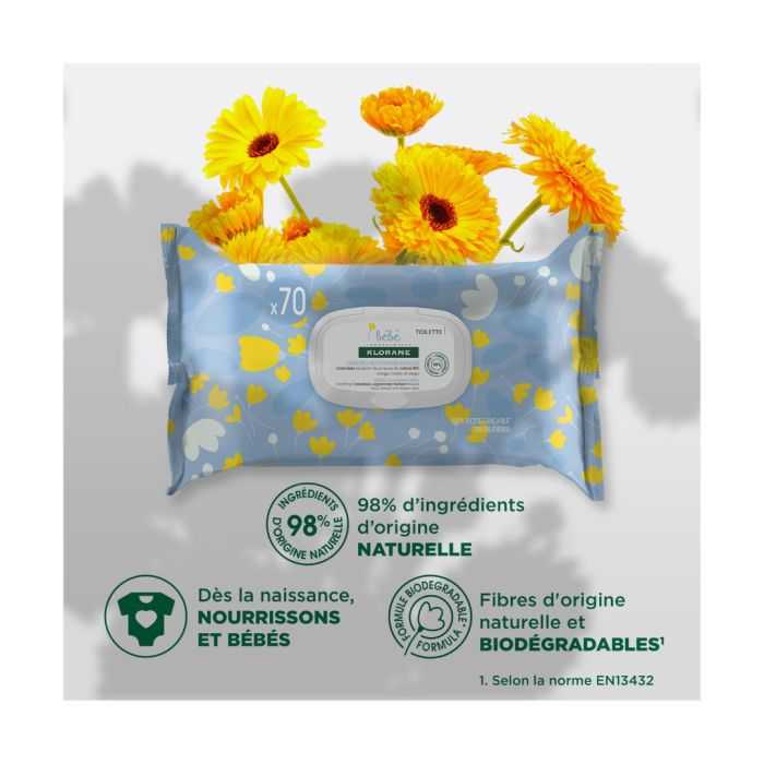 Bebe Lingettes Nettoyantes pour le Change Boite de 70 - KLORANE